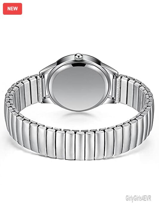 Women\'s Stretch Band Watch Easy Reader 30mm Analog Quartz Stainless Steel